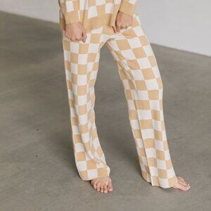 The Zermatt Sweater Pant | Tan Checker Knit | Show Me Your Mumu